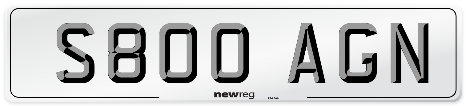 S800 AGN Number Plate from New Reg